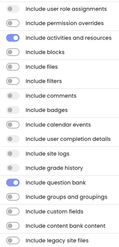 Moodle - Site Reuse - Categories to Include